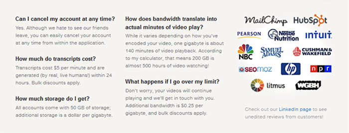 Displaying FAQ on the pricing page projects transparency and makes it easy for buyers to trust you.