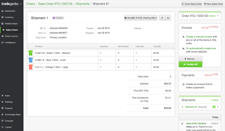 Here's how TradeGecko looks in aciton.