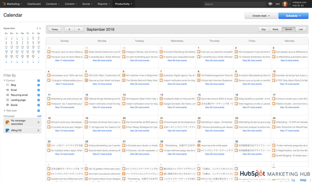hubspot dashboard example