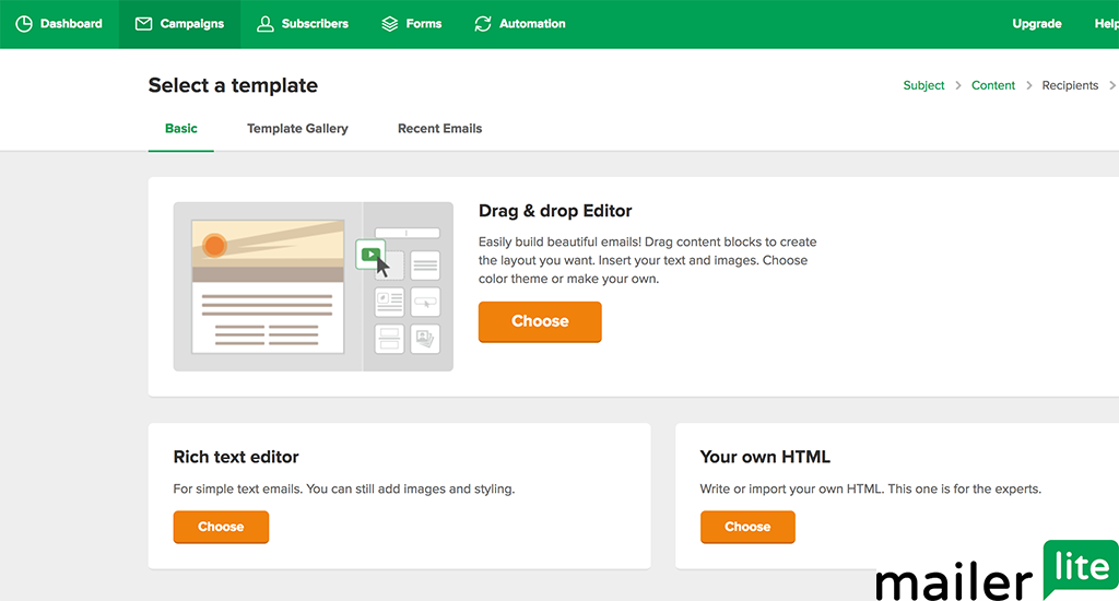 mailerlite dashboard