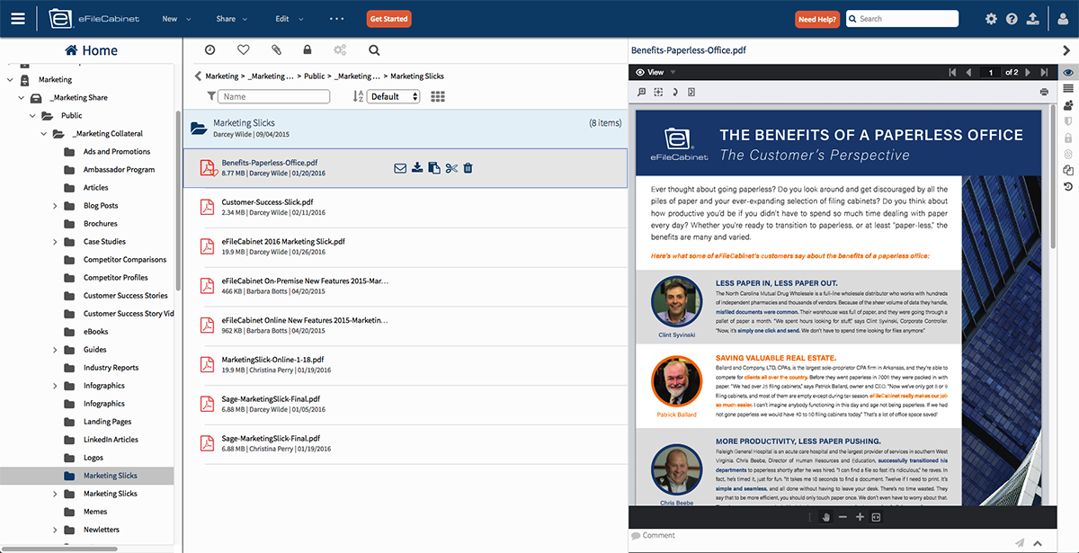 eFileCabinet indexing structure