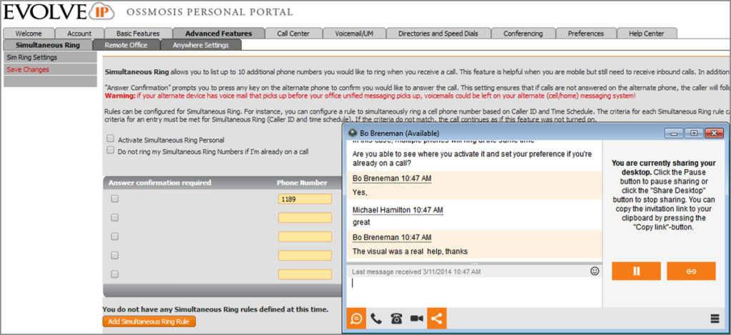 Evolve IP VDI dashboard