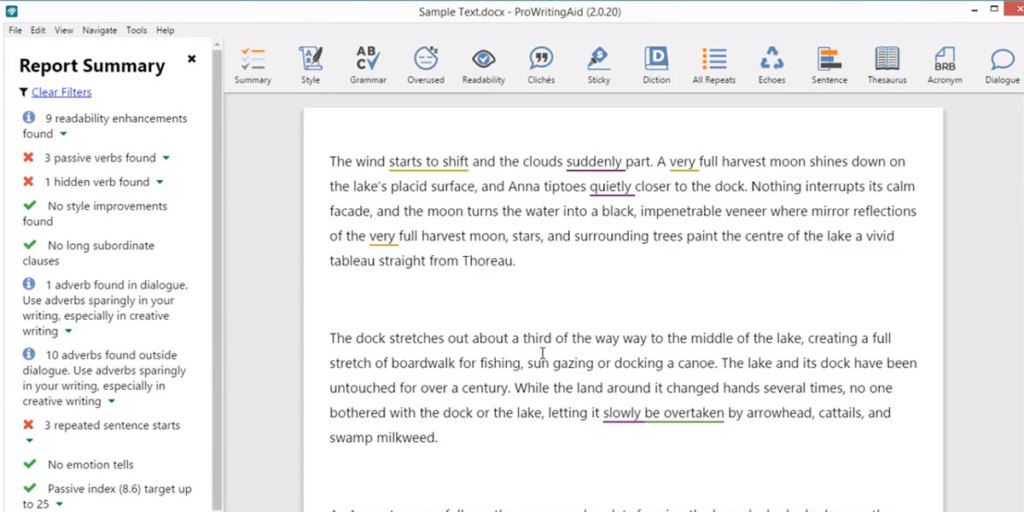 ProWritingAid dashboard