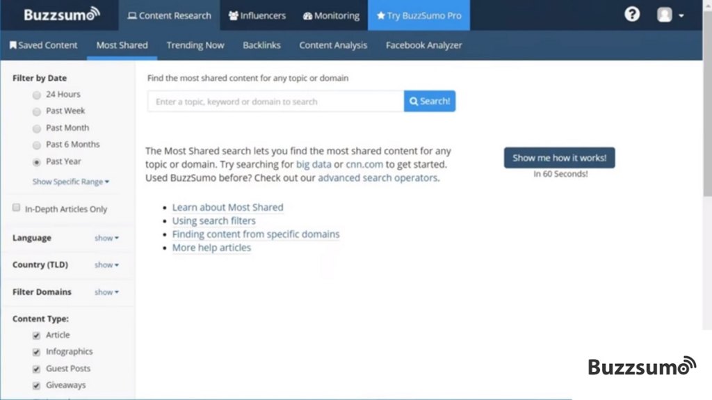 Buzzsumo dashboard