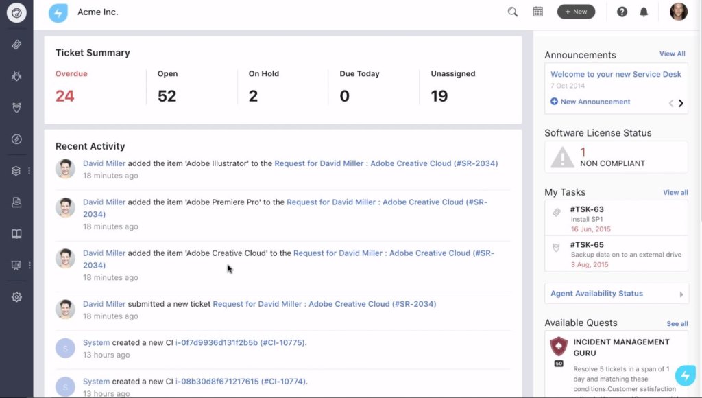 Freshservice dashboard
