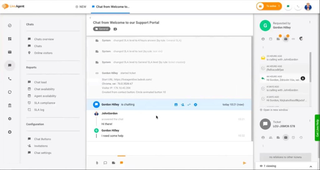 liveagent dashboard