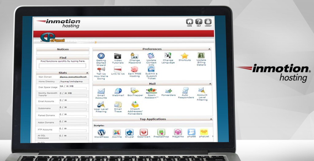 inmotion hosting dashboard example