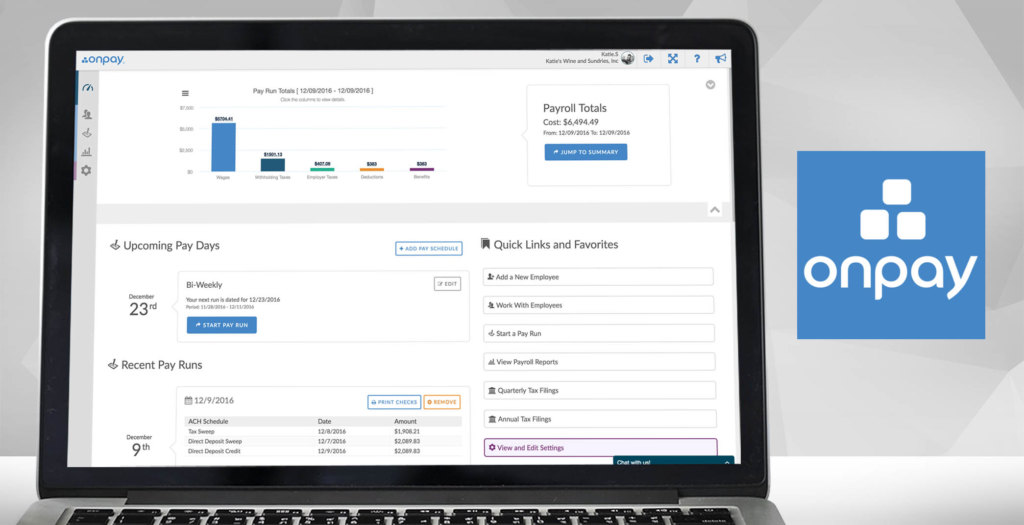 onpay dashboard example