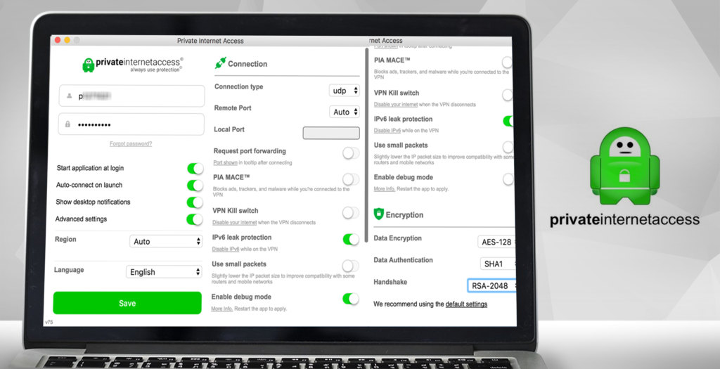 privateinternetaccess dashboard example