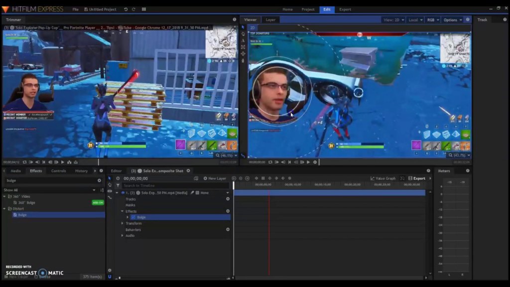 HitFilm Express dashboard
