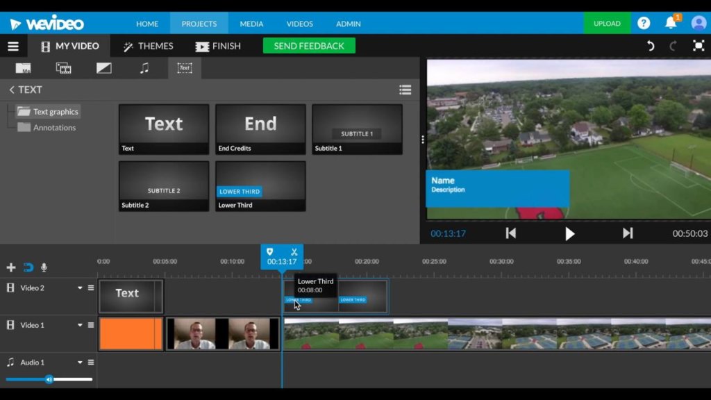 WeVideo dashboard