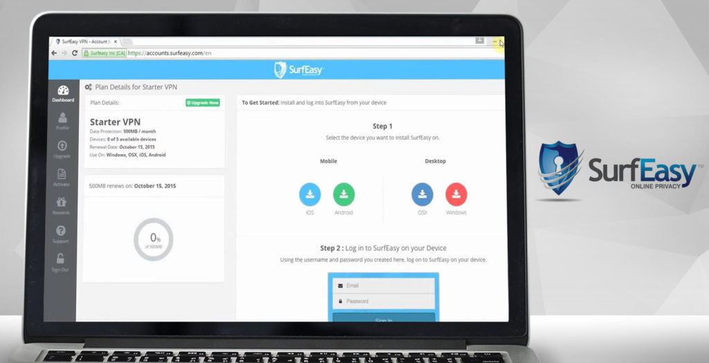 surfeasy dashboard example