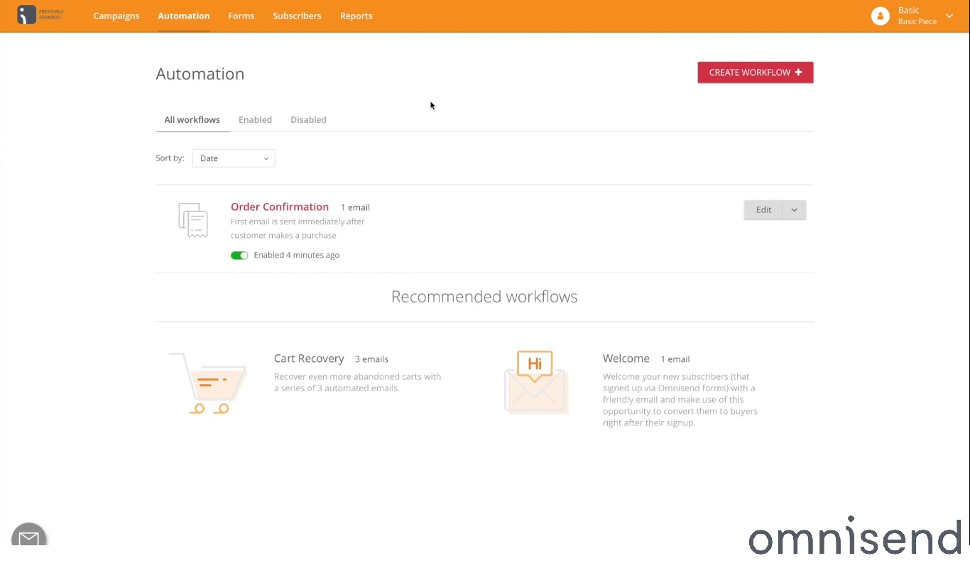 omnisend dashboard