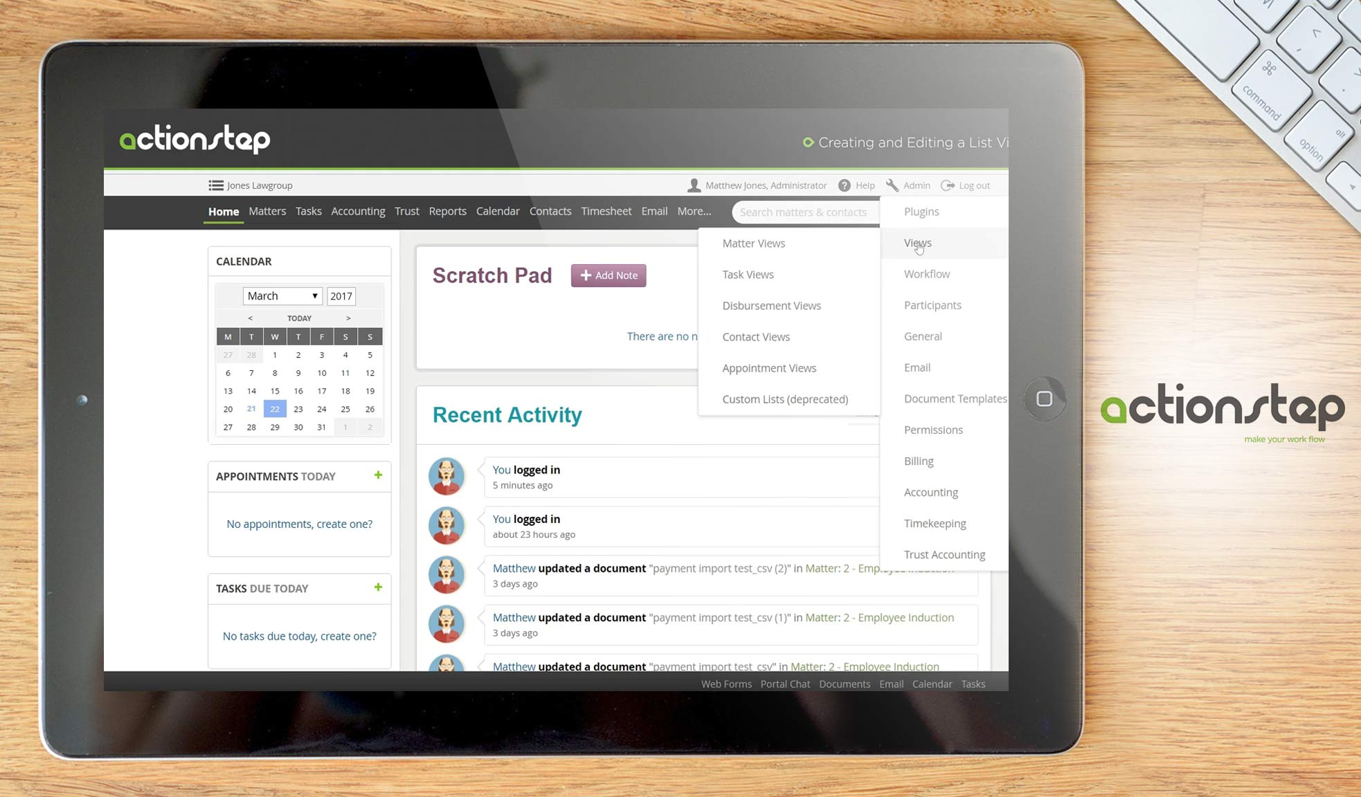 ActionStep dashboard