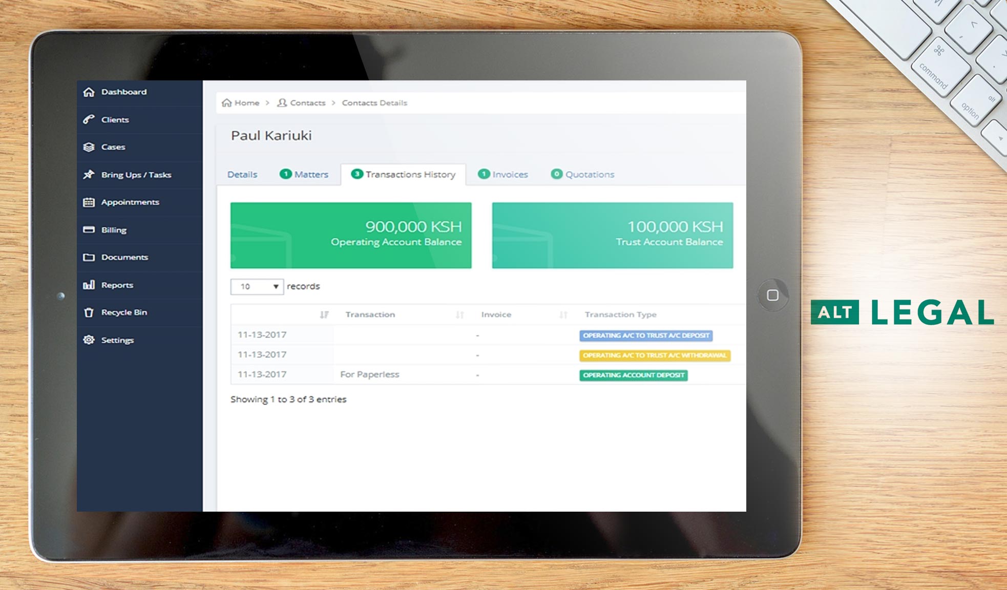 altlegal dashboard