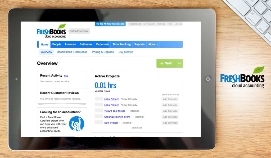freshbooks dashboard example