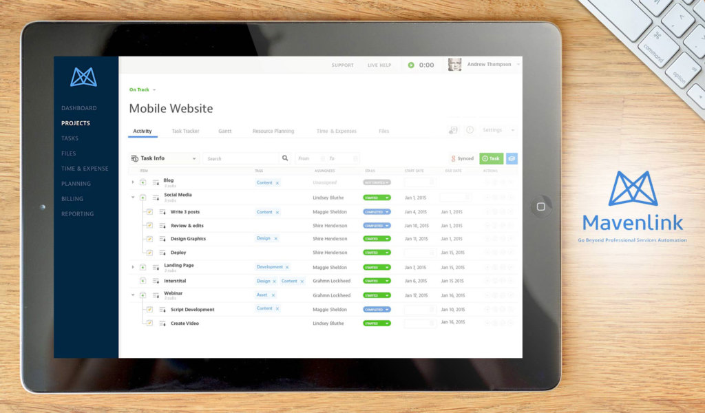 Mavenlink dashboard