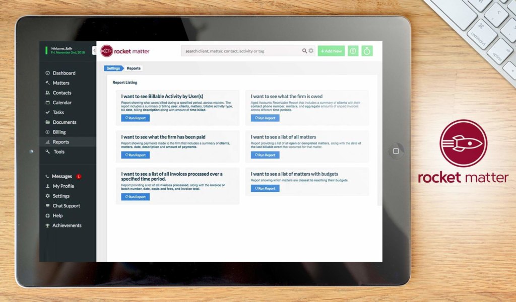 rocket matter dashboard example