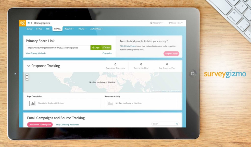 SurveyGizmo dashboard