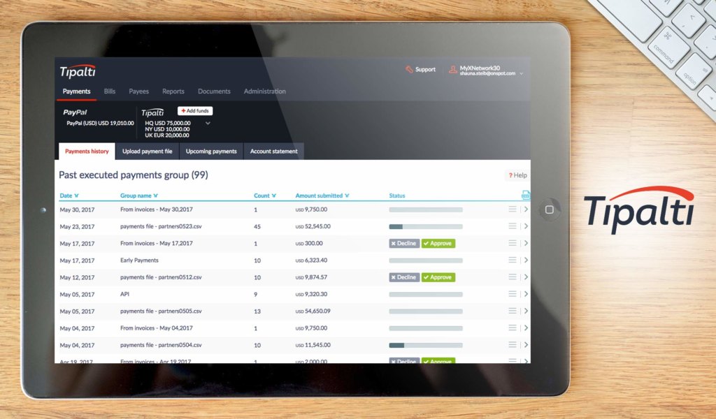 tipalti dashboard example