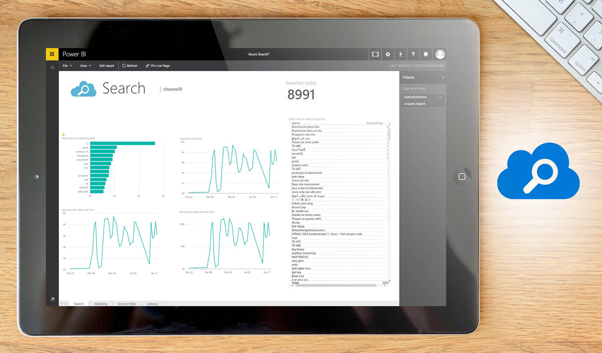 Azure Search dashboard example