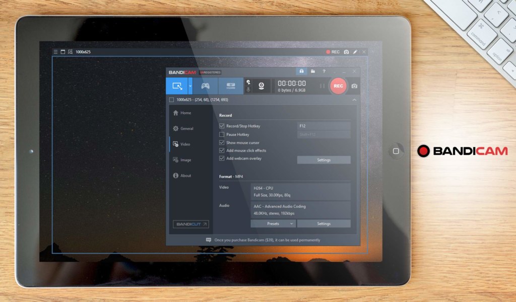 Bandicam dashboard