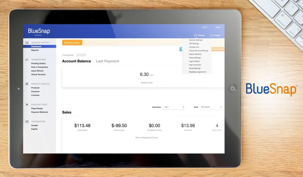 bluesnap dashboard example