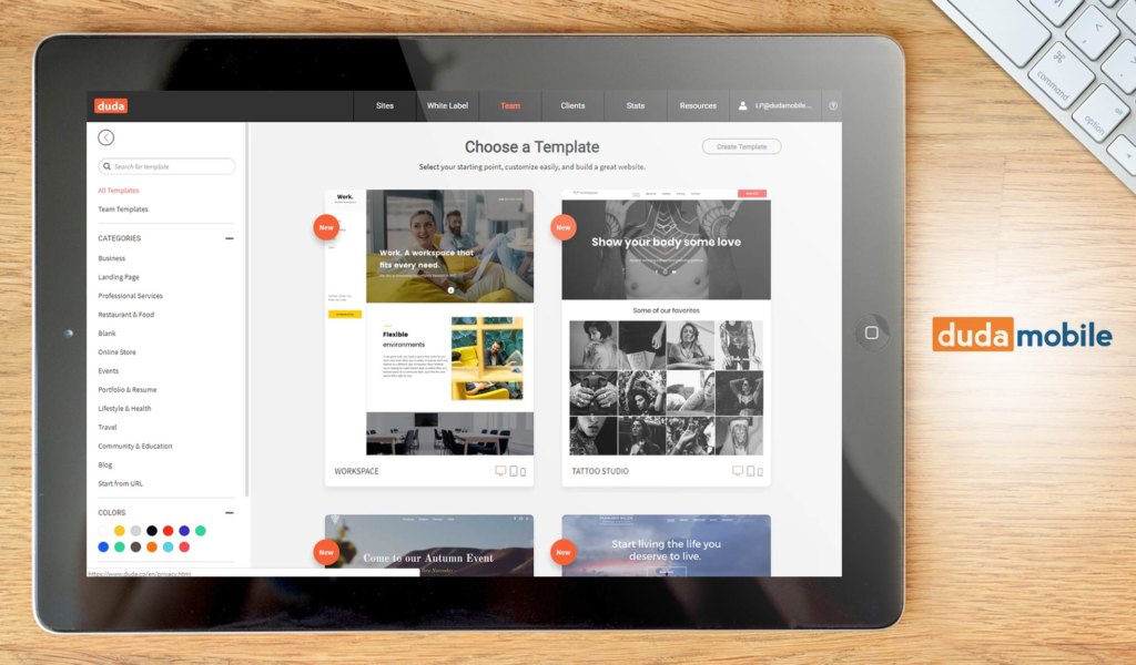 duda mobile dashboard example