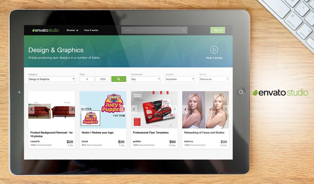 envato studio dashboard example
