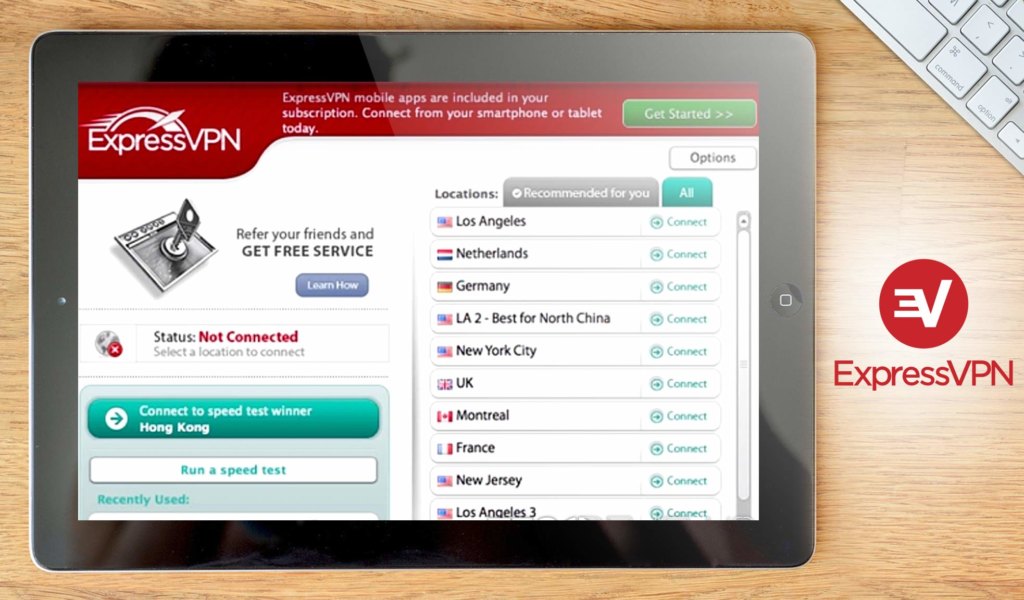 ExpressVPN dashboard