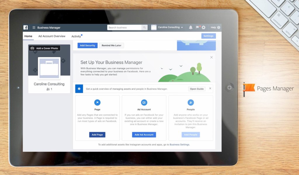 Facebook Pages Manager dashboard example