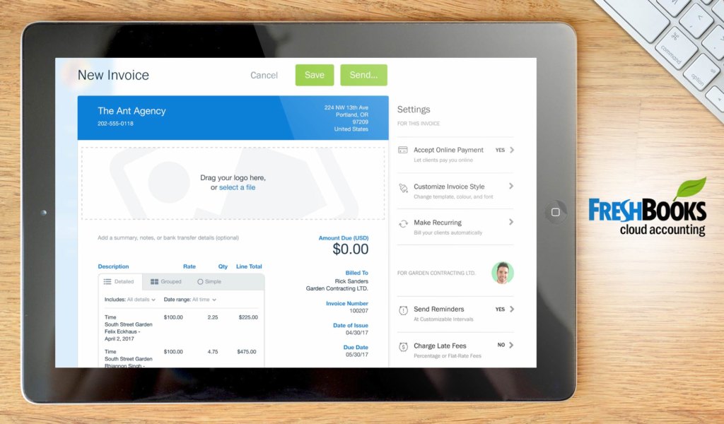 freshbooks dashboard example