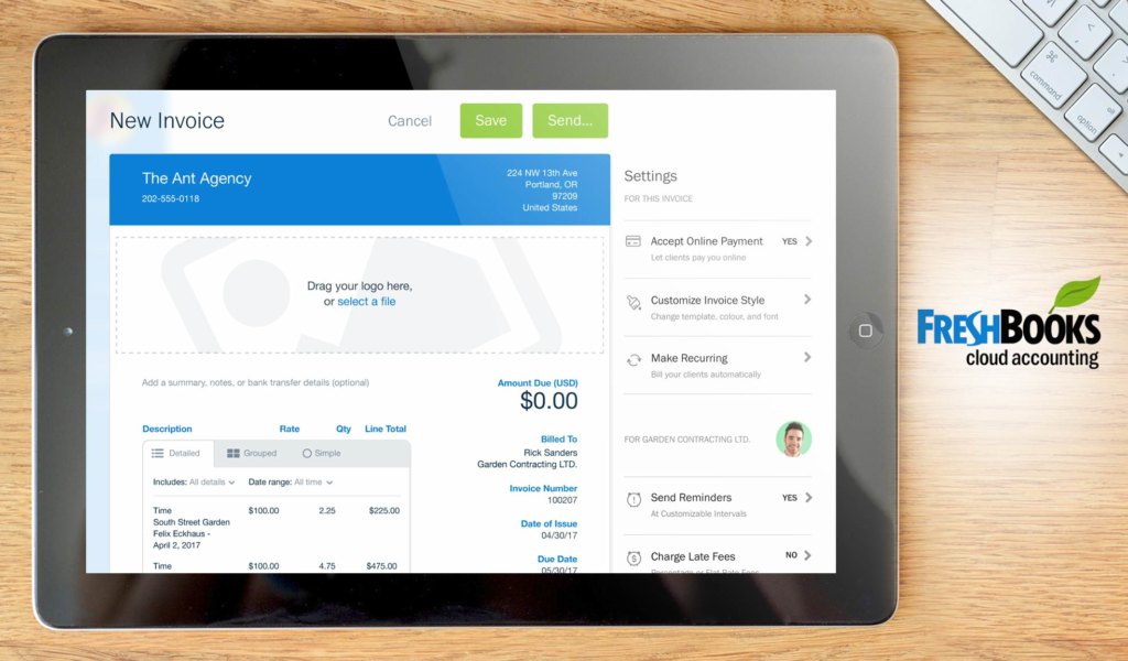 Freshbooks dashboard