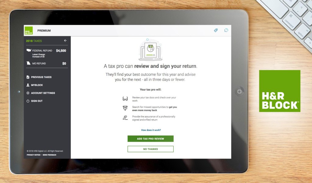 H&R Block dashboard example