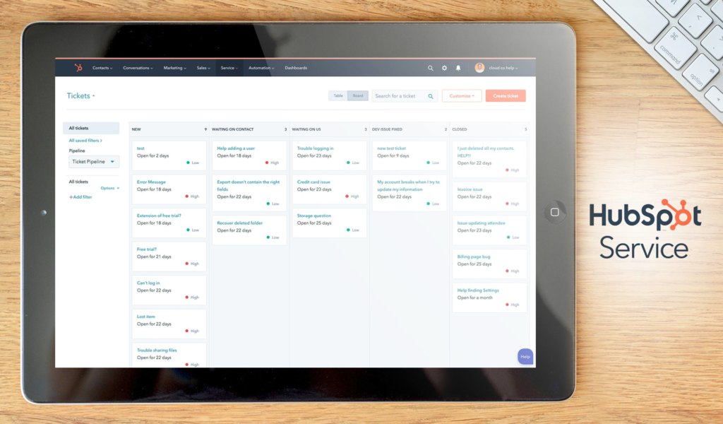 hubspot service hub dashboard example