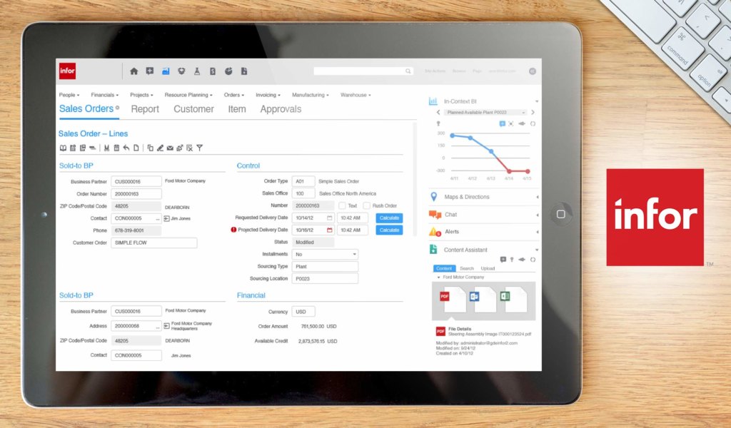 Infor SyteLine ERP dashboard example