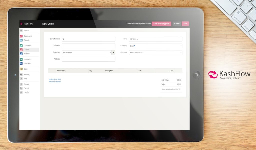 kashflow dashboard example