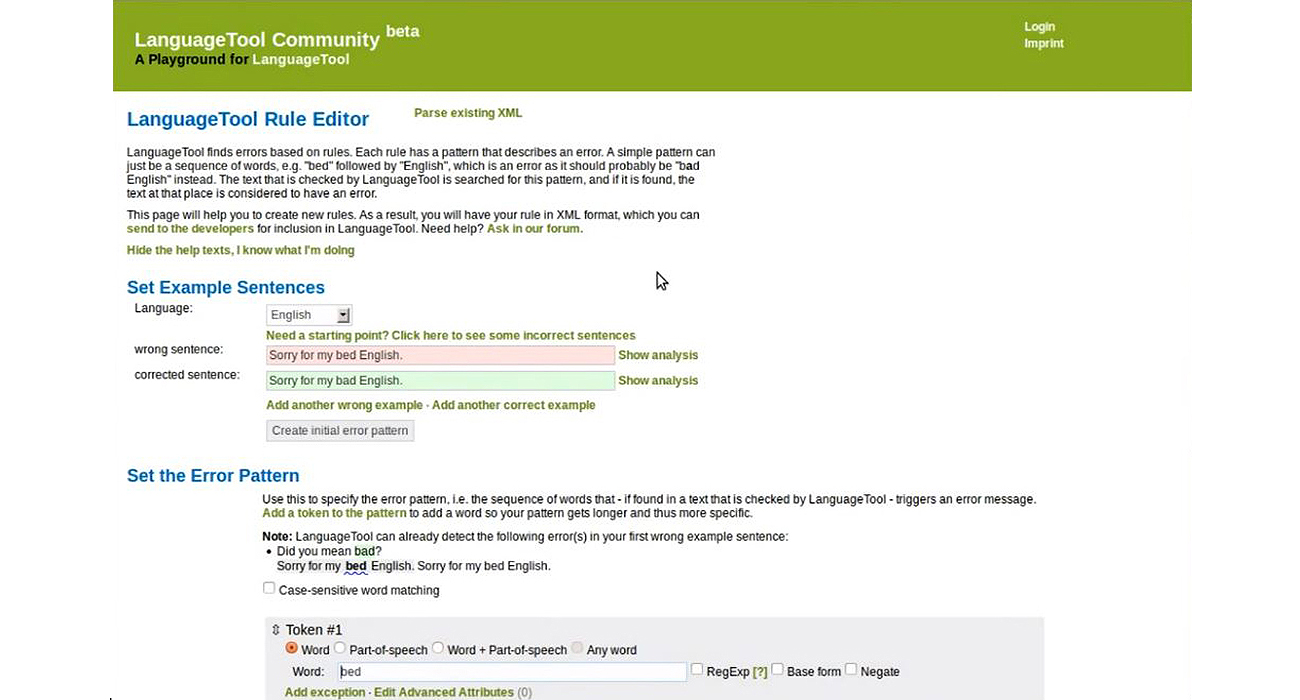 LanguageTool dashboard sample
