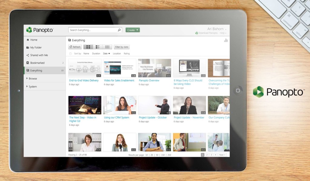 Panopto dashboard