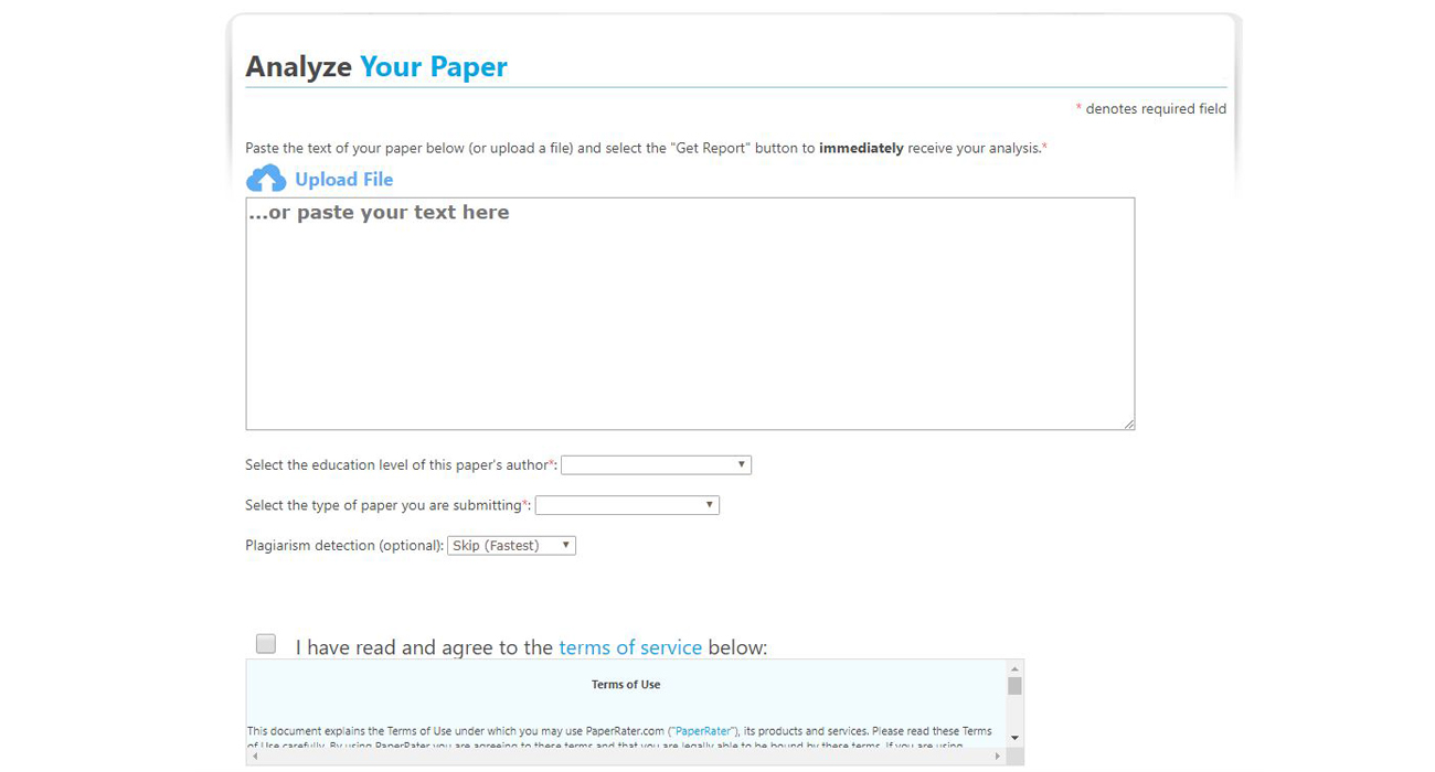 PaperRater dashboard sample