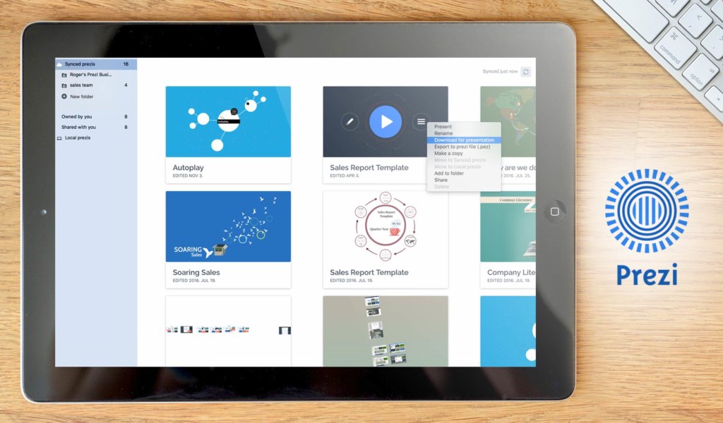 Prezi dashboard example