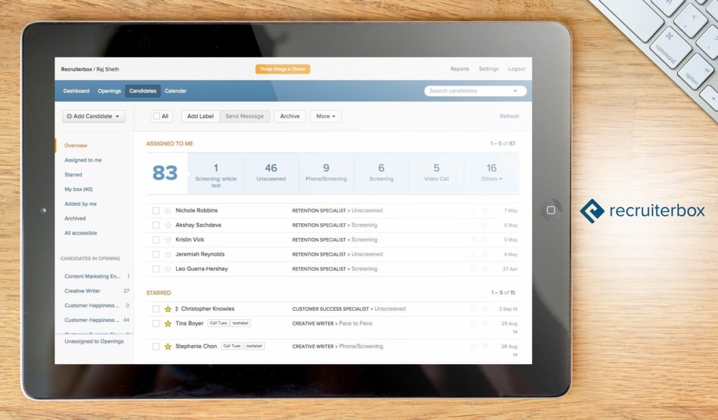 Recruiterbox dashboard
