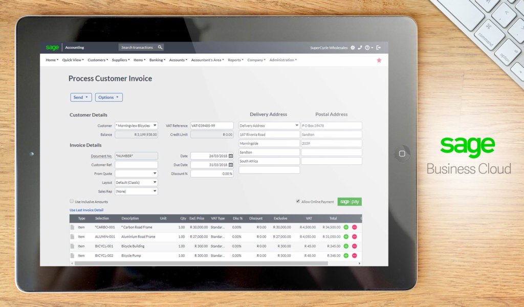 sage business cloud accounting dashboard example