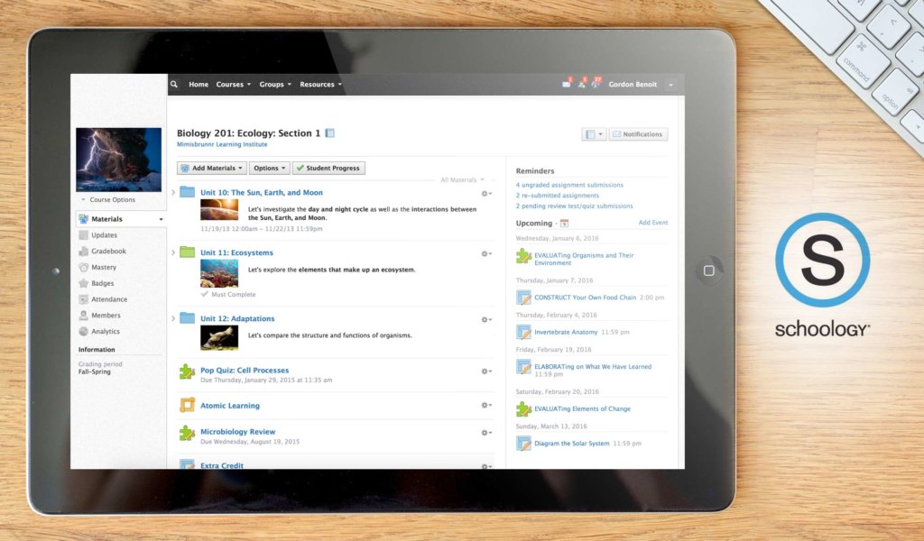 schoology dashboard example