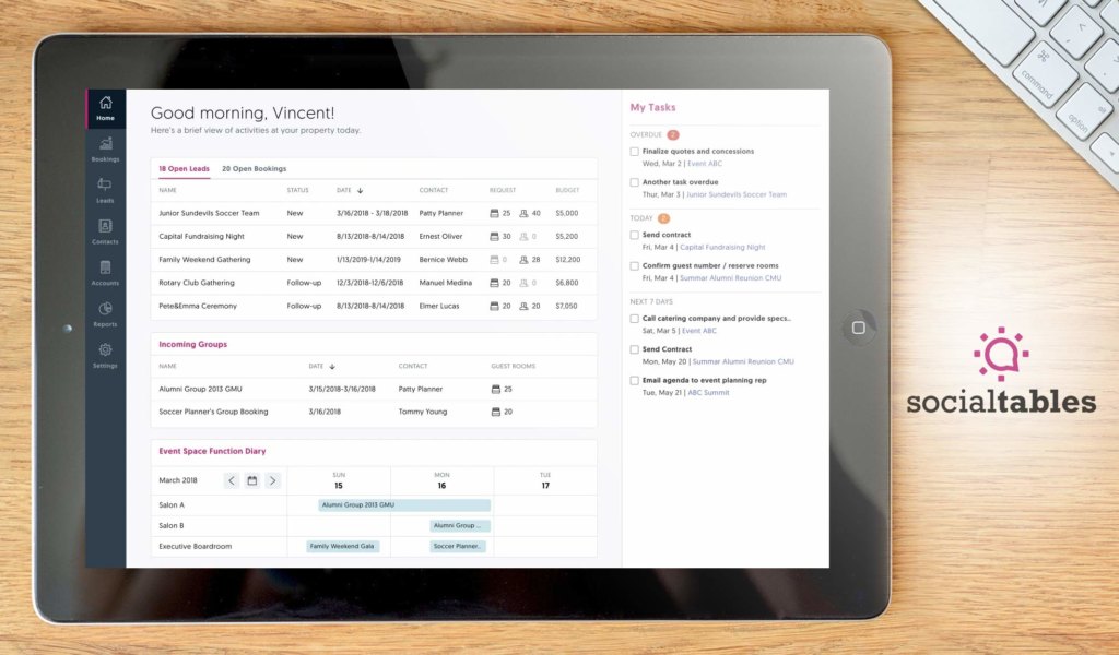 Social Tables dashboard example