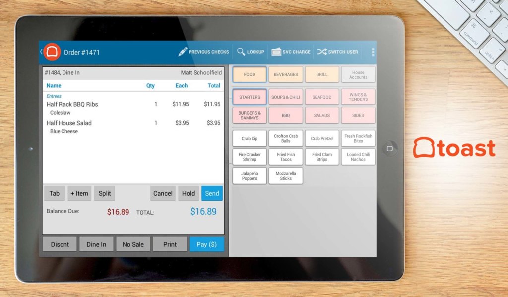 Toast dashboard example