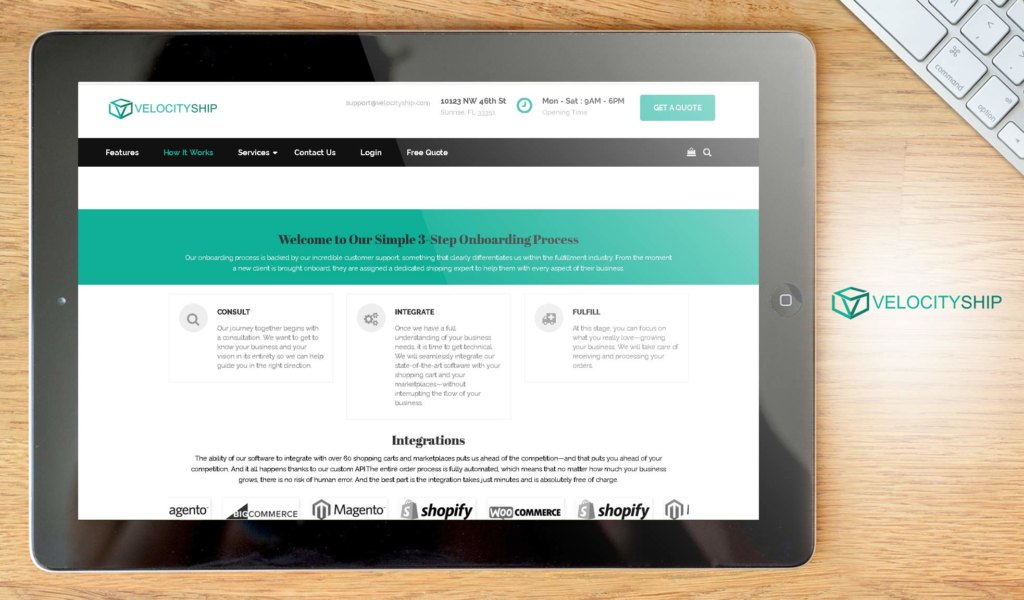 VelocityShip dashboard example
