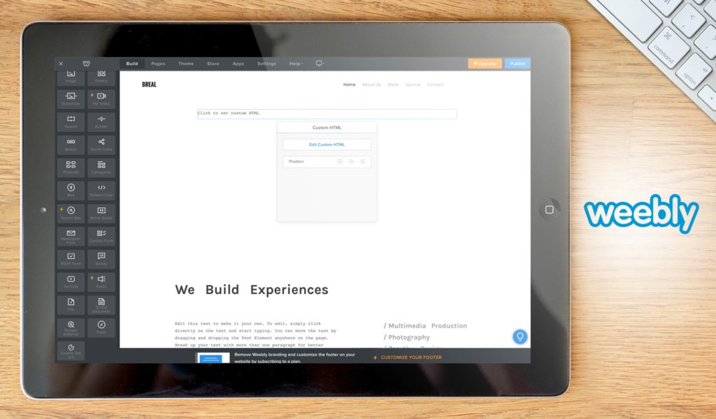Weebly dashboard