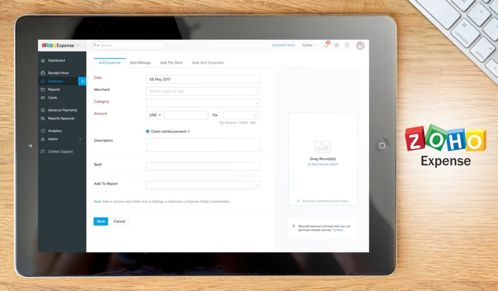 zoho expense dashboard example