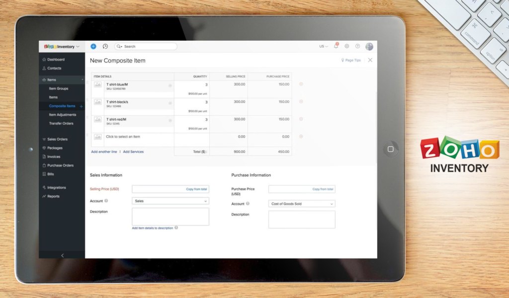 zoho inventory dashboard example